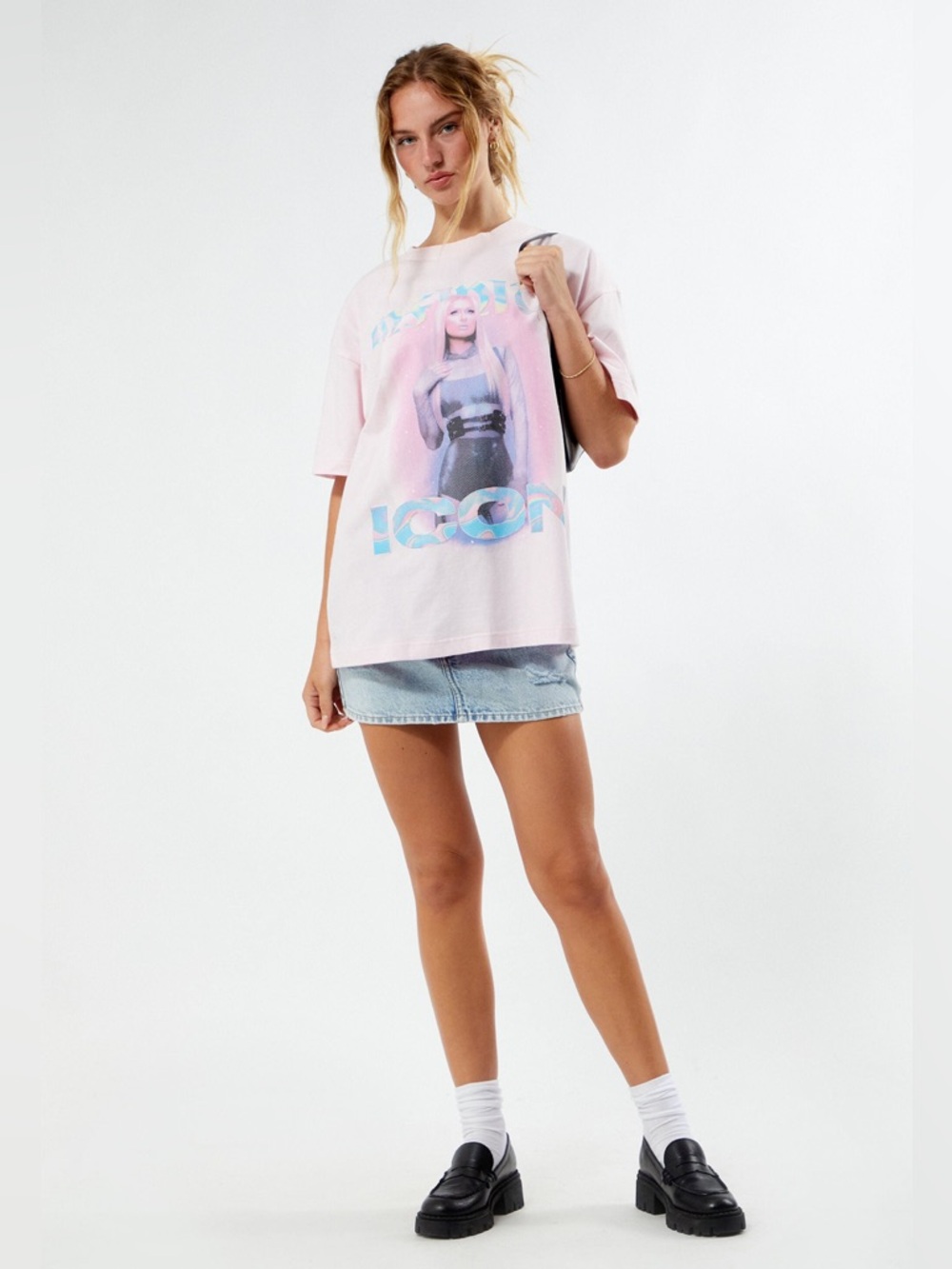 Paris Hilton Bubble Oversized T-Shirt Size XS Boyfriend tee